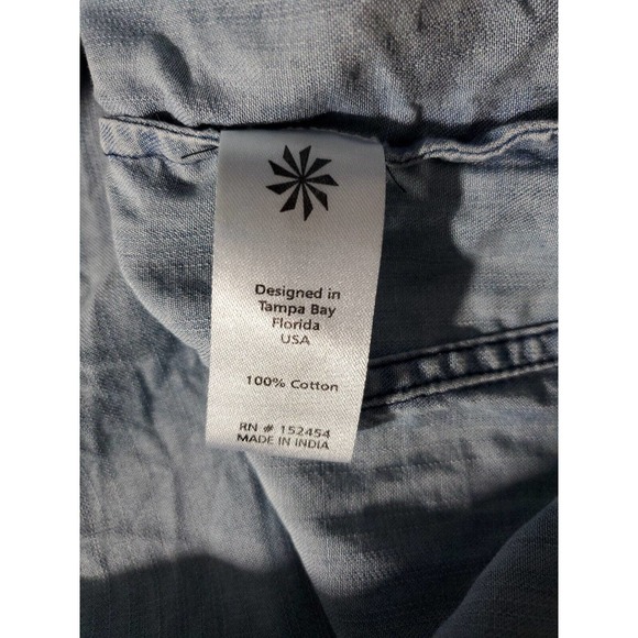 Kayla Seo Button Down Embroidered Chambray Light Wash Blue XS 3/4 Tab Sleeves - Picture 13 of 15